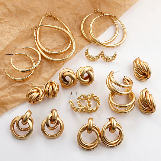 2024 New Matte Gold Color Earrings for Women